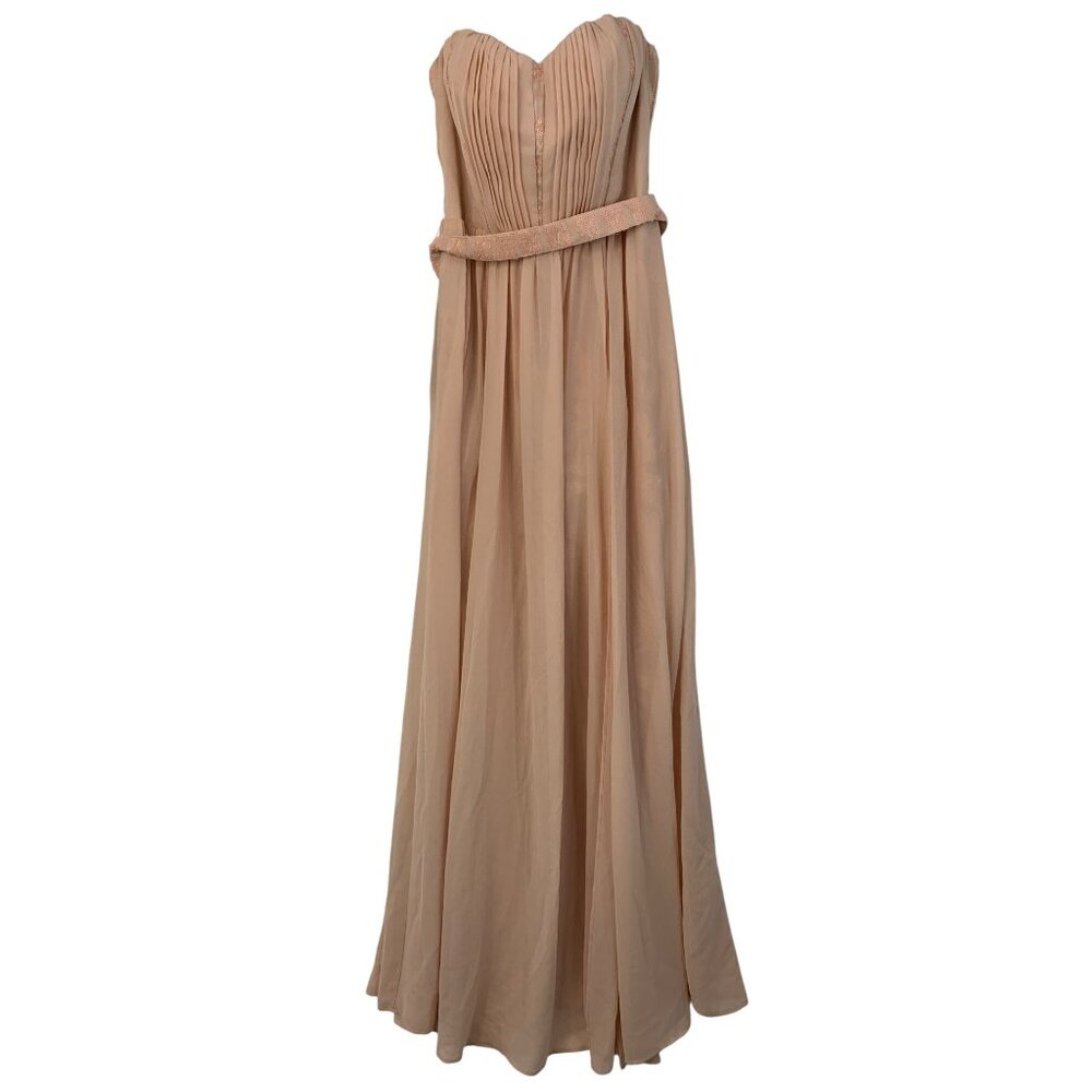 Formal Chiffon Overlay Strapless Jumpsuit Walk Thru Maxi Sz 4 NWT Bebe Prom